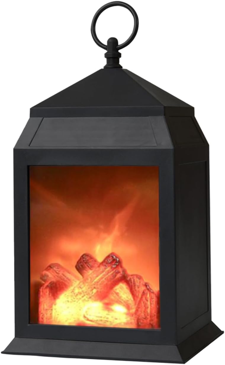 DECANIT Fireplace Lantern and Battery Operated USB Operated 6 Hour Timer Included Tabletop Fireplace Lantern Indoor/Outdoor Fireplace Lamp (1 Pack House Shape No Heater Function Size:6.3x5.5x12 Inch) - Image 1